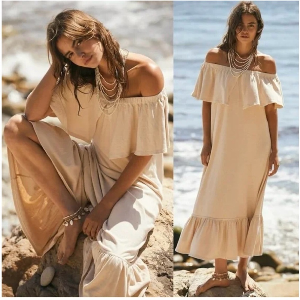 Free People Lynne Midi Dress in Bleached Sand Size XS NWT
Neutral Coastal